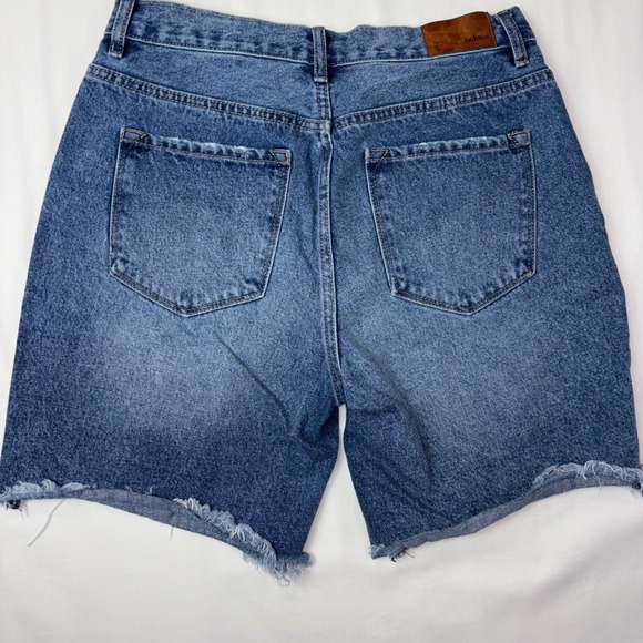 Bohme Denim Shorts Women's Size 27 Blue Distressed Ripped Raw Hem High‎ Rise - Picture 4 of 7